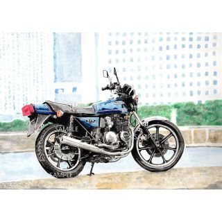 カワサキ(カワサキ)のカワサキ Z400FX 水彩画 バイク イラスト インテリア(その他)