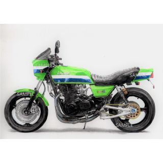 カワサキ(カワサキ)のカワサキ Z1000R ローソンレプリカ 水彩画 バイク イラスト インテリア(その他)