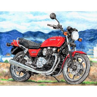 カワサキ(カワサキ)のカワサキ KZ1000J 水彩画 バイク イラスト インテリア(その他)