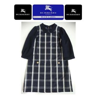 バーバリーブルーレーベル(BURBERRY BLUE LABEL)のバーバリーブルーレーベル チェック ワンピース サイズ38 襟取り外し可能(ひざ丈スカート)