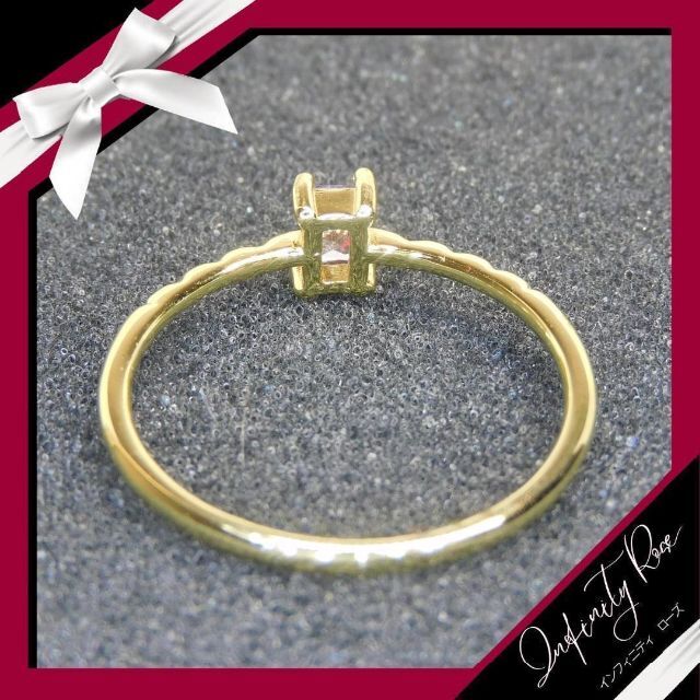 （1136）18号　ゴールド×パープル細身の小さな四角スワロリング　指輪 レディースのアクセサリー(リング(指輪))の商品写真