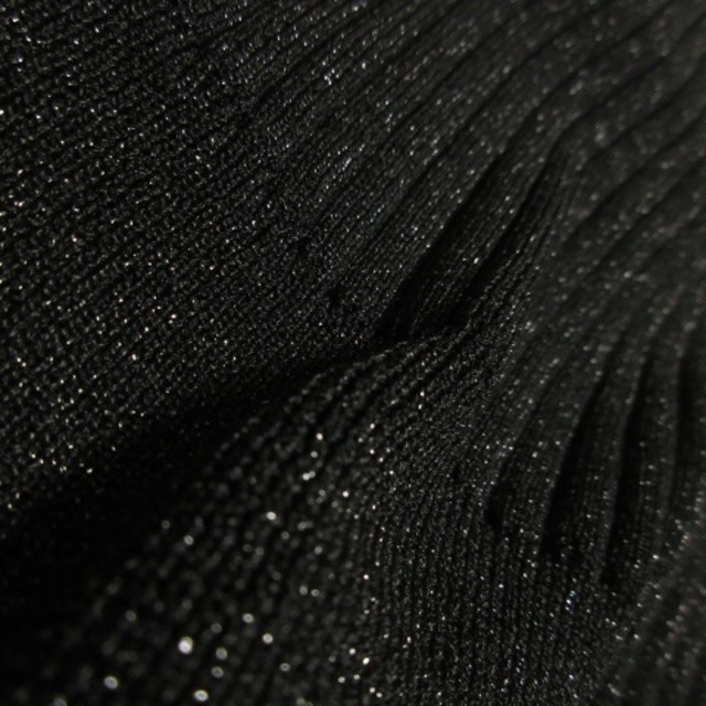 nano・universe(ナノユニバース)のナノユニバース ニット リブ セーター Vネック 半袖 ラメ 光沢感 F 黒 レディースのトップス(ニット/セーター)の商品写真