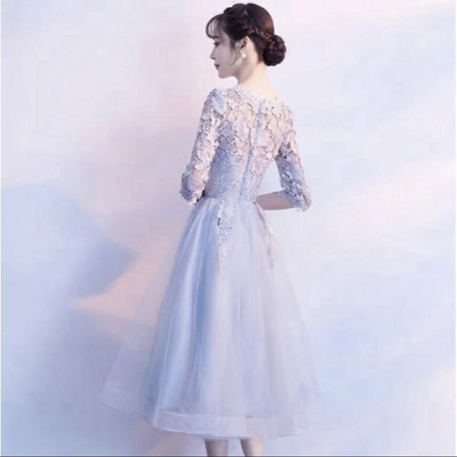 パーティドレス　グレー レディースのフォーマル/ドレス(ミディアムドレス)の商品写真