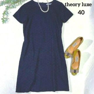 セオリーリュクス(Theory luxe)のセオリーリュクス　黒カットワークレースワンピース　サイズ40 コットン100%(ひざ丈ワンピース)