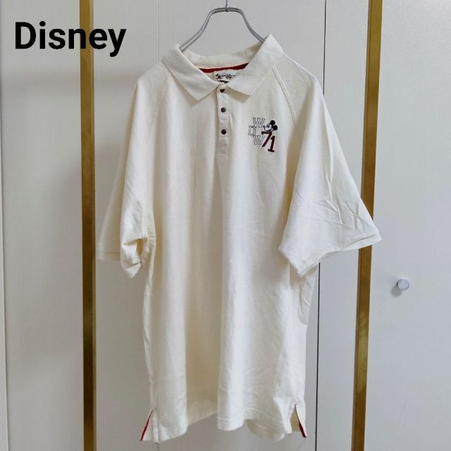 Disney(ディズニー)のDisney(ディズニー）クリーム/XL/ラグランポロシャツ メンズのトップス(ポロシャツ)の商品写真