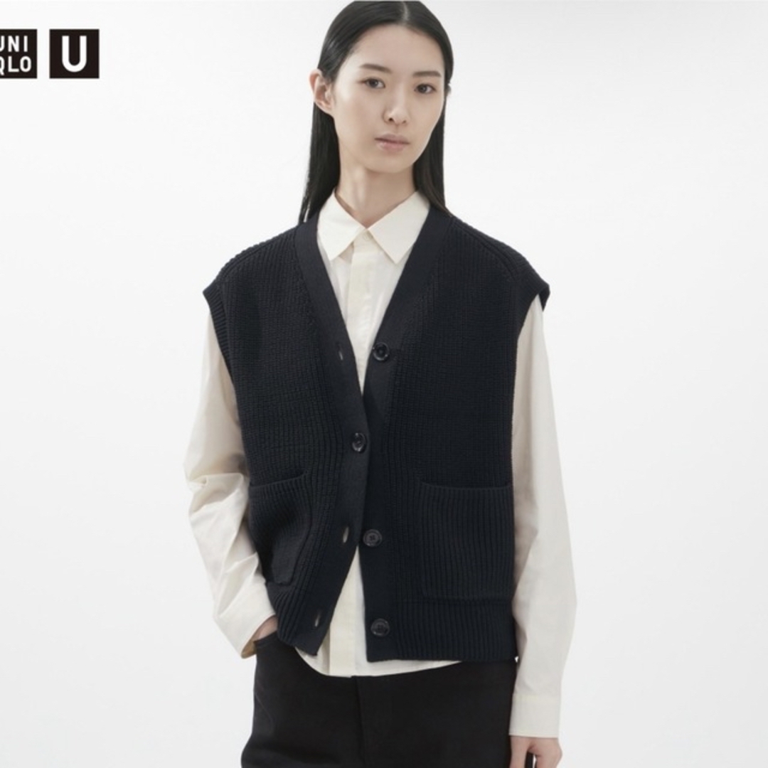 UNIQLO(ユニクロ)のタグ付き新品未使用！vネックカーディガン(ノースリーブ) レディースのトップス(カーディガン)の商品写真