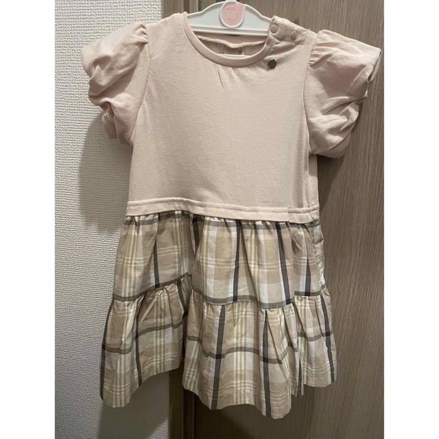 petit main(プティマイン)の【美品】petitmain チェックドッキングカットワンピース　 キッズ/ベビー/マタニティのベビー服(~85cm)(ワンピース)の商品写真