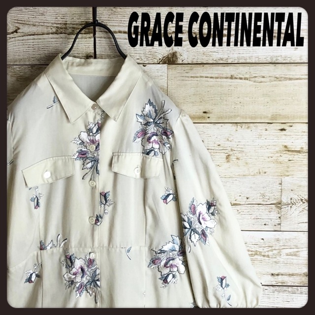 GRACE CONTINENTAL(グレースコンチネンタル)のグレースコンチネンタル  フレア ロング丈 ワンピース 花柄刺繍入り レディースのワンピース(ロングワンピース/マキシワンピース)の商品写真