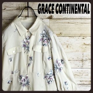 グレースコンチネンタル(GRACE CONTINENTAL)のグレースコンチネンタル  フレア ロング丈 ワンピース 花柄刺繍入り(ロングワンピース/マキシワンピース)