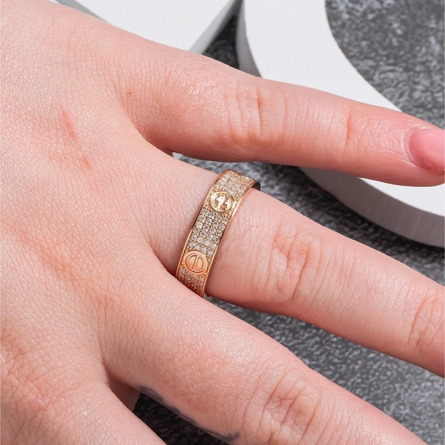 14k rose gold diamond screw ring レディースのアクセサリー(リング(指輪))の商品写真