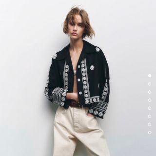 ザラ(ZARA)のZARA エンブロイダリーブラウス　Mサイズ　ジャケット　シャツ(シャツ/ブラウス(長袖/七分))