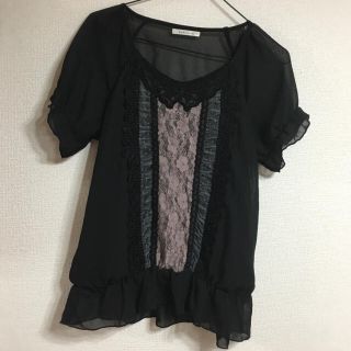 アクシーズファム(axes femme)のaxes femme 黒 シフォントップス レース(カットソー(半袖/袖なし))