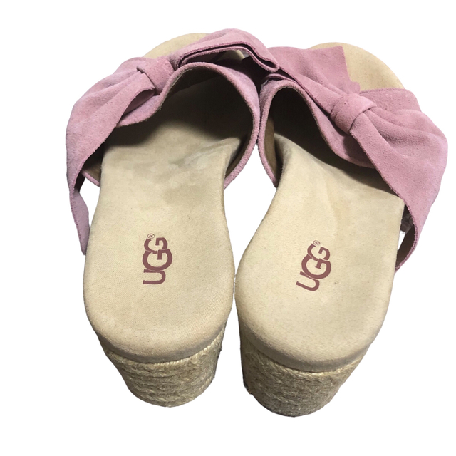 UGG(アグ)の美品UGGアグ　エスパドリーユ　ウェッジソールサンダル　ピンクリボン25.0cm レディースの靴/シューズ(サンダル)の商品写真