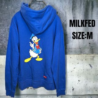 美品★ミルクフェド MILKFED ロゴ入りパーカー ブルー レディース F