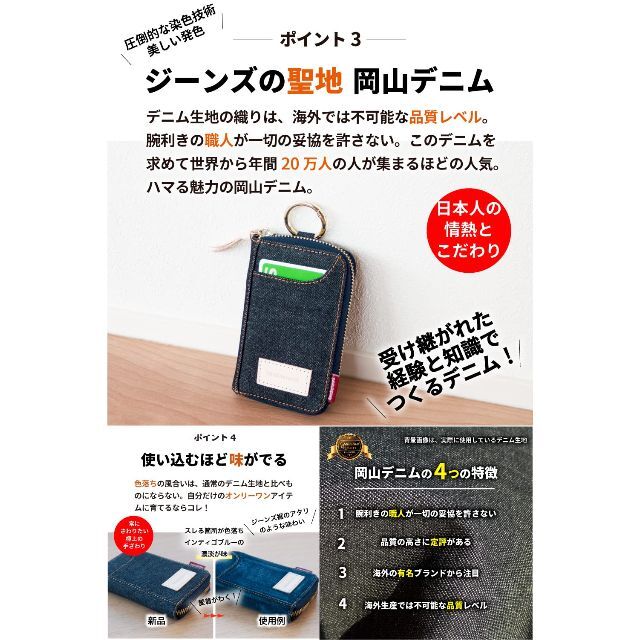 ニードネットワーク 岡山デニム キーケース メンズ スマートキーケース カード  メンズのバッグ(その他)の商品写真