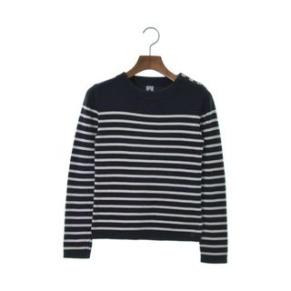 プチバトー(PETIT BATEAU)のPETIT BATEAU プチバトー ニット 152cm 紺x白(ボーダー) 【古着】【中古】(ニット)