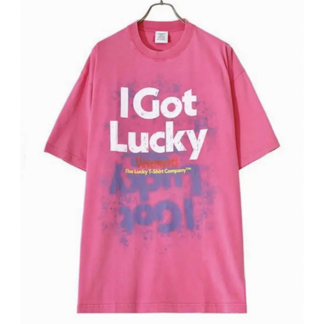 ピンクヴェトモン/ I GOT LUCKY Tシャツ pink VETEMENTS