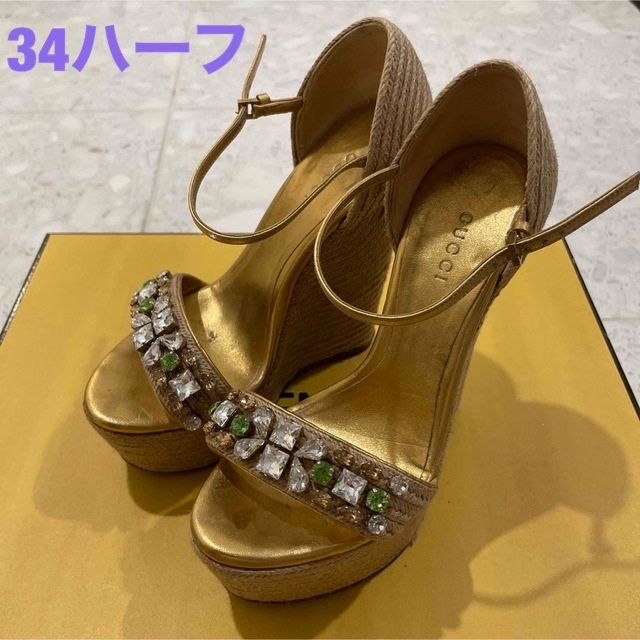 純正ショップ GUCCIウェッジソールサンダル レディース