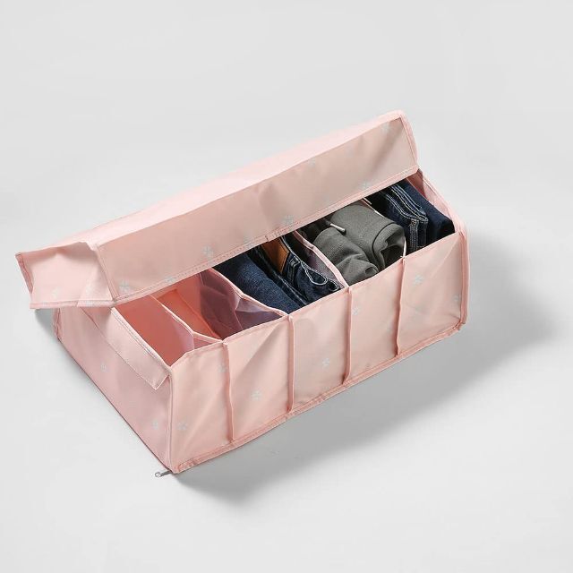 【色: ピンク】良選NCピンク5マス蓋付き仕切り収納ケース サイズ45*30*1