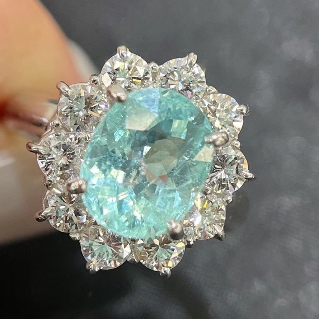 天然パライバトルマリン ダイヤ リング 3.02ct k18 ¥の通販 by Rui|ラクマ