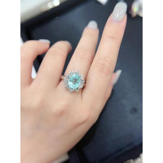 ダイヤモンド天然パライバトルマリン ダイヤ  リング 3.02ct k18 ¥