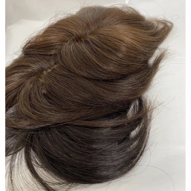 人毛100%✨前髪付き部分ウィッグ地肌付きヘアピースオシャレなブラウンカラー レディースのウィッグ/エクステ(ショートストレート)の商品写真
