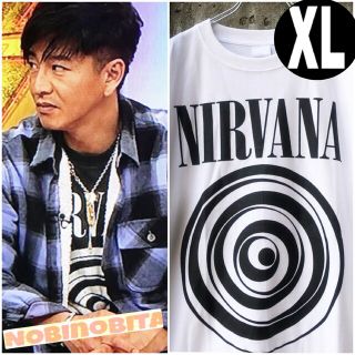 ハイドアンドシーク(HIDE AND SEEK)の白XL半袖T/ nirvana nevermind ×サークル Tシャツ(Tシャツ/カットソー(半袖/袖なし))