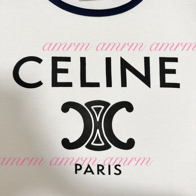 celine(セリーヌ)の【正規品】CELINE セリーヌ トリオンフTシャツ オフホワイト ブラックXS レディースのトップス(Tシャツ(半袖/袖なし))の商品写真