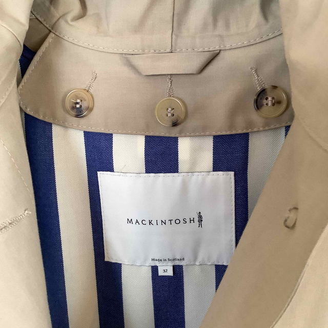 MACKINTOSH(マッキントッシュ)のマッキントッシュ　ゴム引き　ストライプライナー　フード付　コート　ベージュ32 レディースのジャケット/アウター(その他)の商品写真