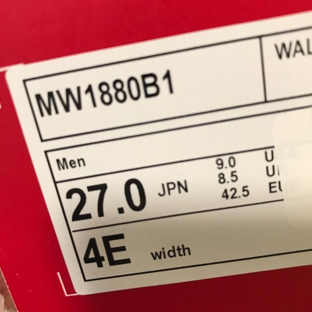 タ40071 ニューバランス MW1880 B1 ブラック 27cm