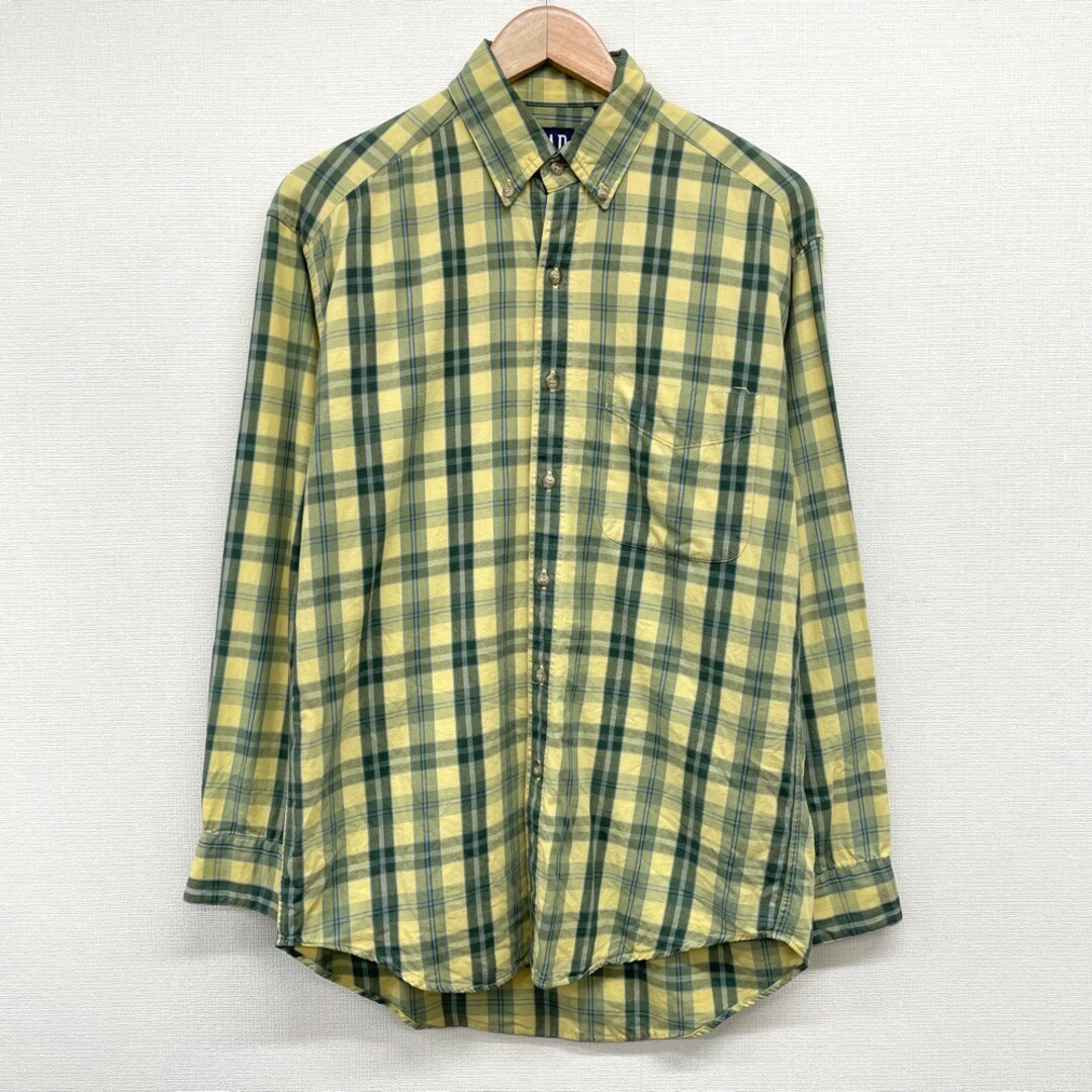 90's US古着 オールド ギャップ OLD GAP ボタンダウンシャツ 長袖 チェック柄 サイズ：メンズ M相当 イエロー×ブラック×ライトブルー  【中古】 | フリマアプリ ラクマ