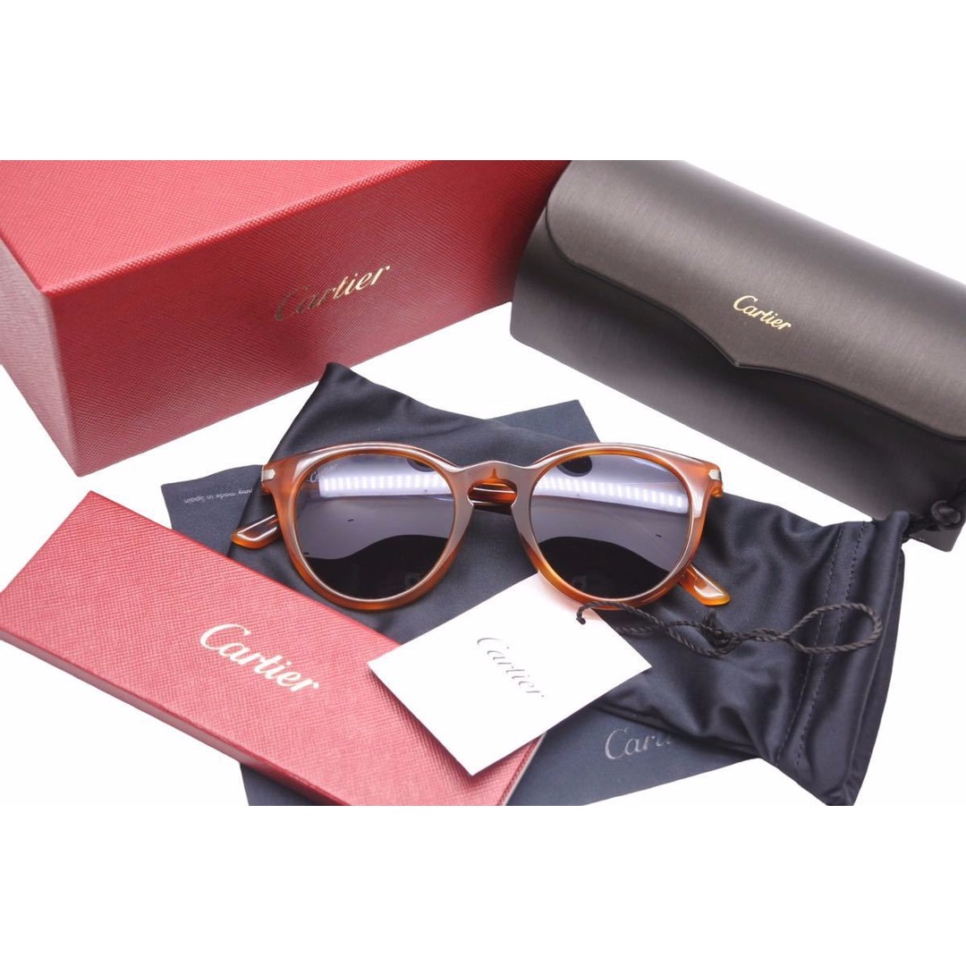 Cartier - Cartier カルティエ サングラス 眼鏡 ボストン ハバナ柄