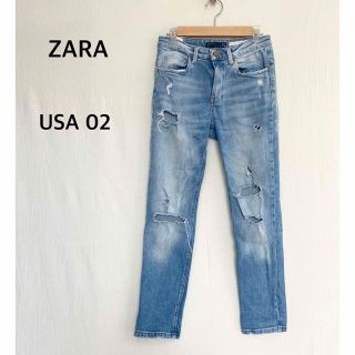 ザラ(ZARA)のZARA ザラ　ダメージ　デニム　パンツ　USA02(デニム/ジーンズ)