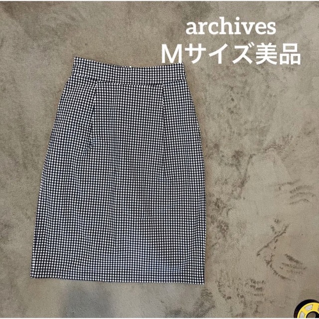 archives(アルシーヴ)のアルシーヴ タイトスカート 黒チェック モノクロ Ｍサイズ レディースのスカート(ひざ丈スカート)の商品写真