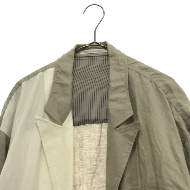 Yohji Yamamoto POUR HOMME ヨウジヤマモト プールオム 17SS beige summer coat in flax cotton combination 素材切り替え サマーコート グリーン HD-D12-814 2