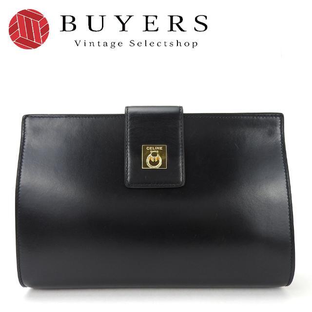 セリーヌ クラッチバッグ レザー 革 ブラック 黒 ゴールド金具 女性 レディース シンプル パーティ 上品 CELINE clutch bag leather black 21905