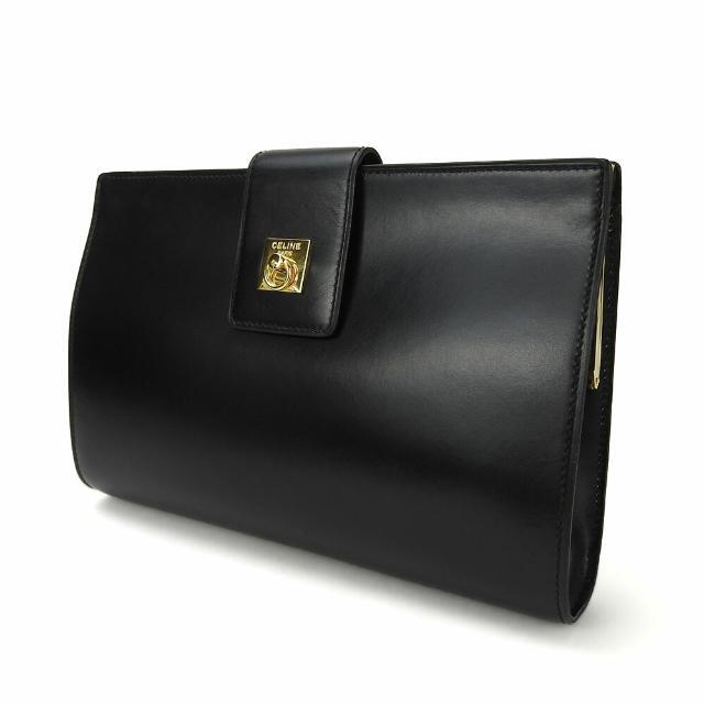 セリーヌ クラッチバッグ レザー 革 ブラック 黒 ゴールド金具 女性 レディース シンプル パーティ 上品 CELINE clutch bag leather black 21905