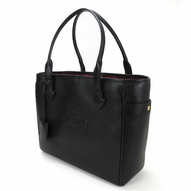 【中古】美品 ロエベ ヘリテージ スモール トートバッグ ハンドバッグ 377.79.751 レザー 革 ブラック 黒 シック 女性 レディース LOEWE small tote bag black leather