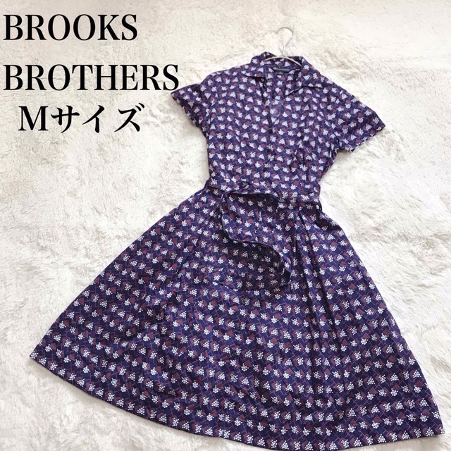 Brooks Brothers(ブルックスブラザース)の美品 Brooks Brothers チェック柄 シャツワンピース 総柄 襟 レディースのワンピース(ひざ丈ワンピース)の商品写真