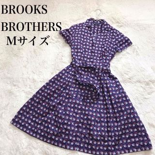 ブルックスブラザース(Brooks Brothers)の美品 Brooks Brothers チェック柄 シャツワンピース 総柄 襟(ひざ丈ワンピース)