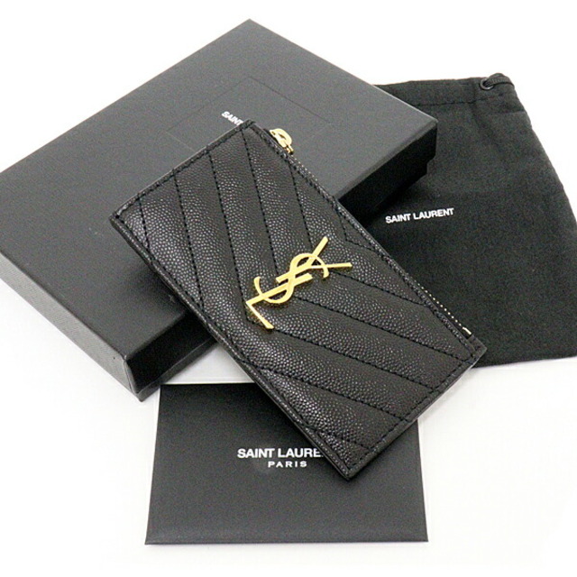 極美品✨ SAINT LAURENT 折り財布 ラウンドジップ  ロゴ金具