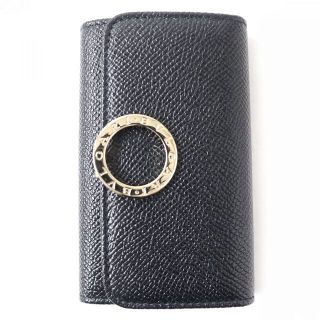 BVLGARI - ブルガリ ロゴクリップ 6連キーケース レザー ブラック 黒
