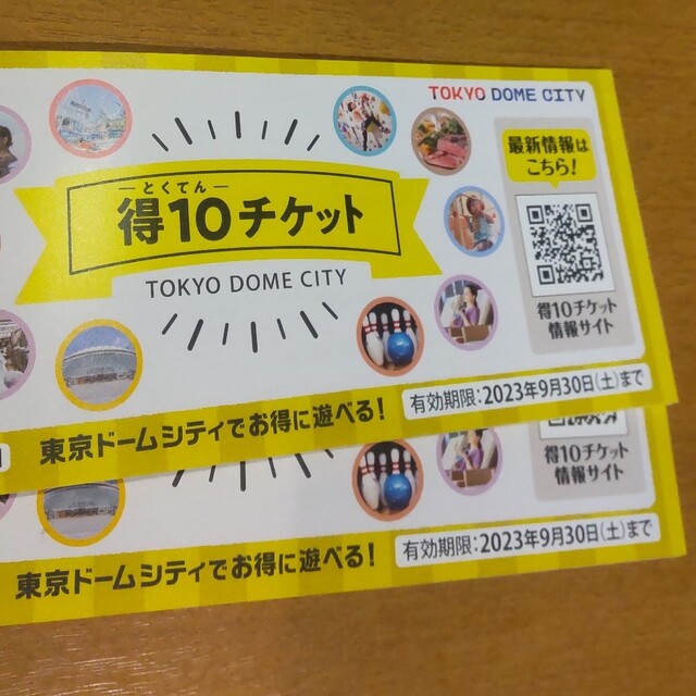 東京ドームシティ得10チケット 2冊  未使用