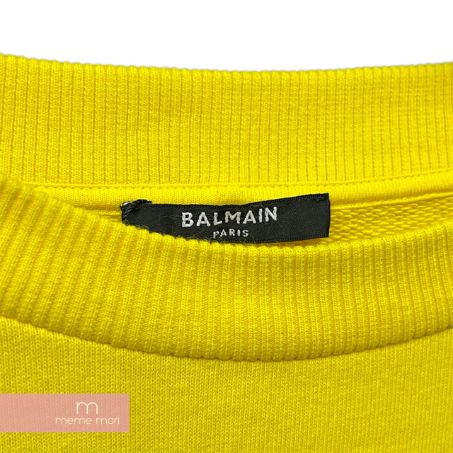 BALMAIN Logo Sweatshirt JQ010G040 バルマン ロゴスウェットシャツ プ トレーナー クルーネック プリント イエロー サイズXXL【230521】【-A】【me04】