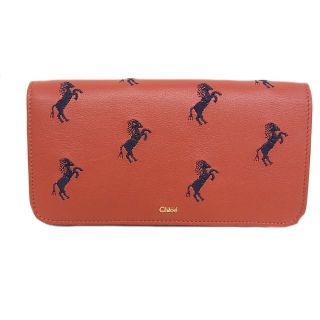 クロエ　Chloe　二つ折り長財布　レザー EARTHY RED　赤茶色