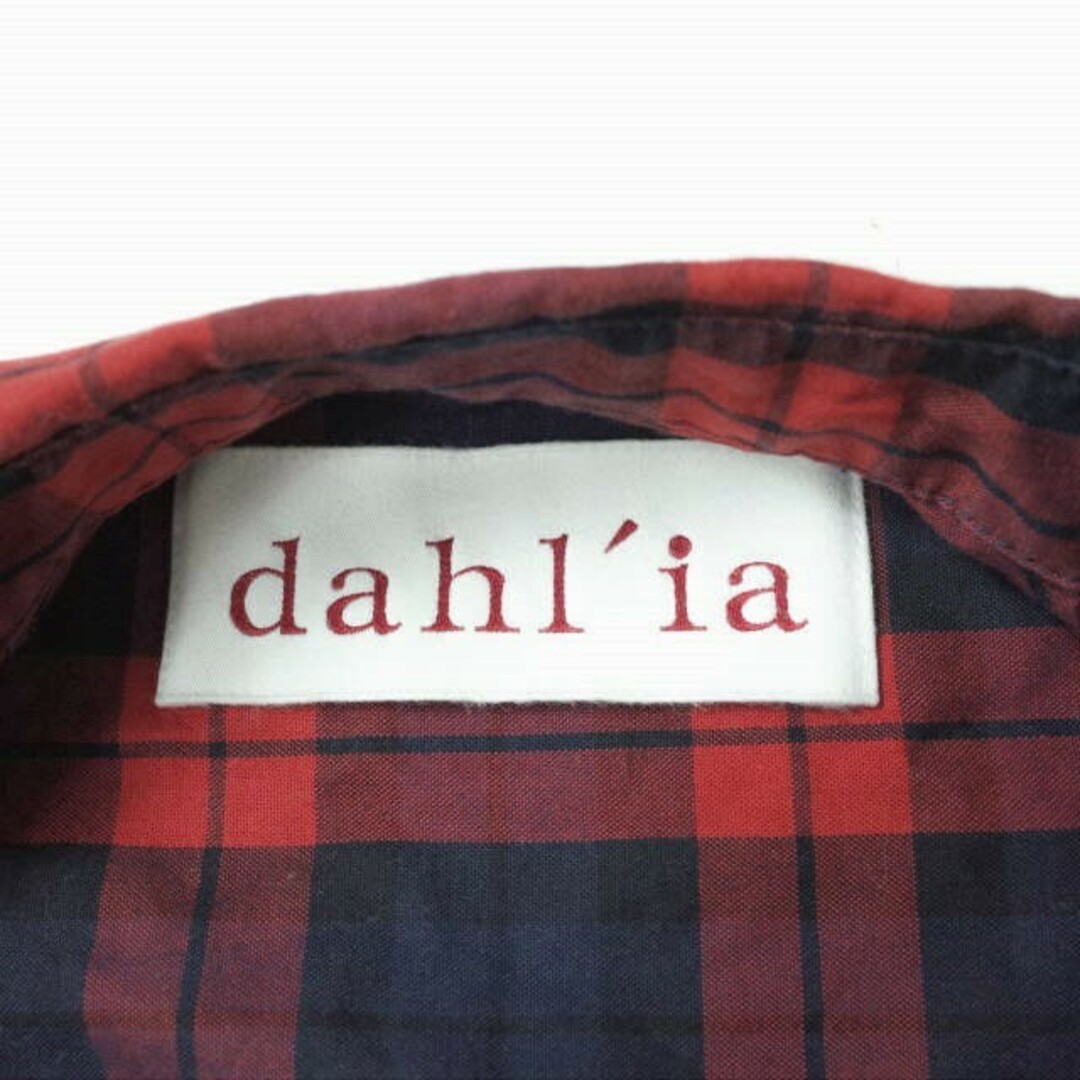 Dahlia(ダリア)のdahl'ia ダリア 日本製 チェックシャツワンピース DOP-229TT Free レッド 長袖 ドレス フレア ロング プルオーバー トップス【中古】【dahl'ia】 レディースのワンピース(ロングワンピース/マキシワンピース)の商品写真