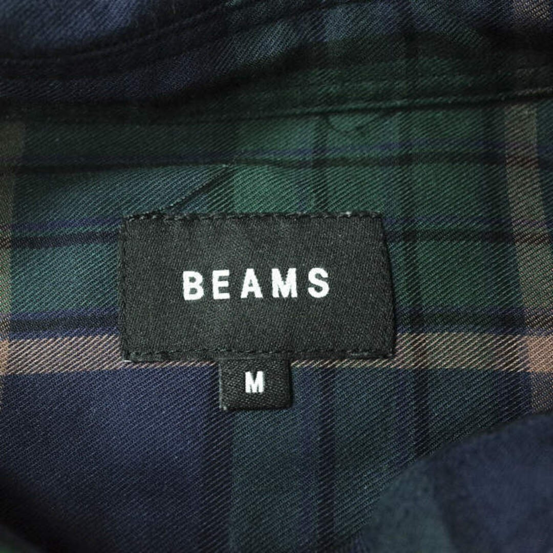 BEAMS(ビームス)のBEAMS ビームス 22SS テトロンレーヨン ミニレギュラーイージーシャツ 11-11-9012-803 M NAVY/GREEN 長袖 チェック トップス【中古】【BEAMS】 メンズのトップス(シャツ)の商品写真