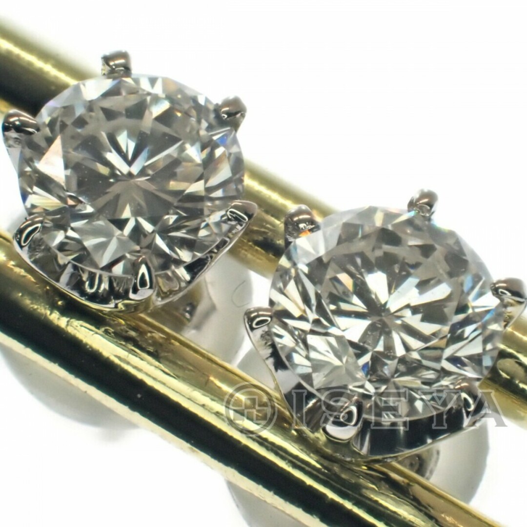 【Aランク】デザインピアス スタッドピアス Pt900 ダイヤモンド0.351/0.322ct レディース ジュエリー アクセサリー シンプル【ISEYA】