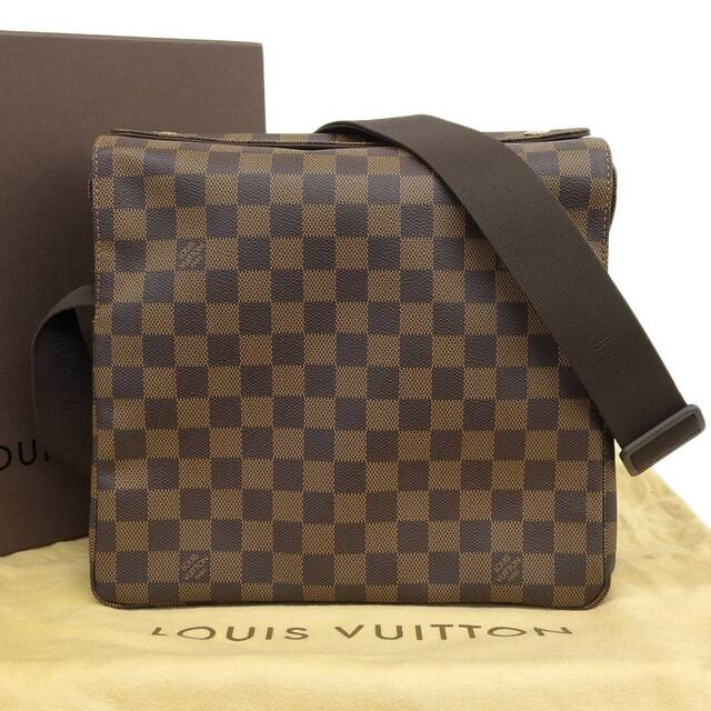 【本物保証】 箱・布袋付 超美品 ルイヴィトン LOUIS VUITTON ダミエ ナヴィグリオ ショルダーバッグ N45255エベヌサイズ