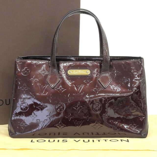 【本物保証】 箱・布袋付 ルイヴィトン LOUIS VUITTON モノグラム ヴェルニ ウィルシャーPM ハンドバッグ アマラント M93641